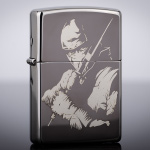 Зажигалка Zippo 150 Black Ice с гравировкой Ниндзя